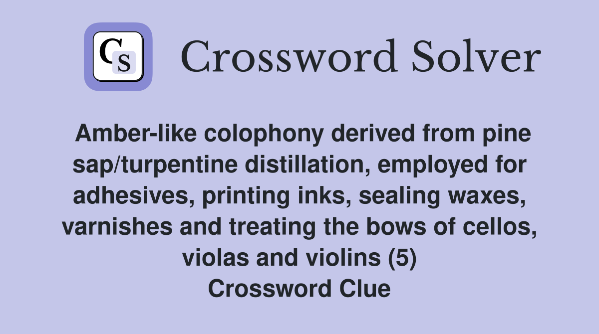 Amberlike colophony derived from pine sap/turpentine distillation